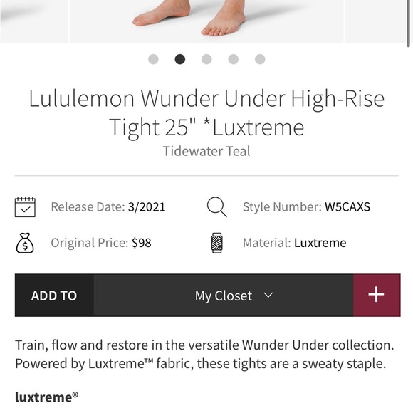 Lululemon Wunder Under High-Rise Tight Women 8 Teal (peloton) on leg - Picture 6 of 6